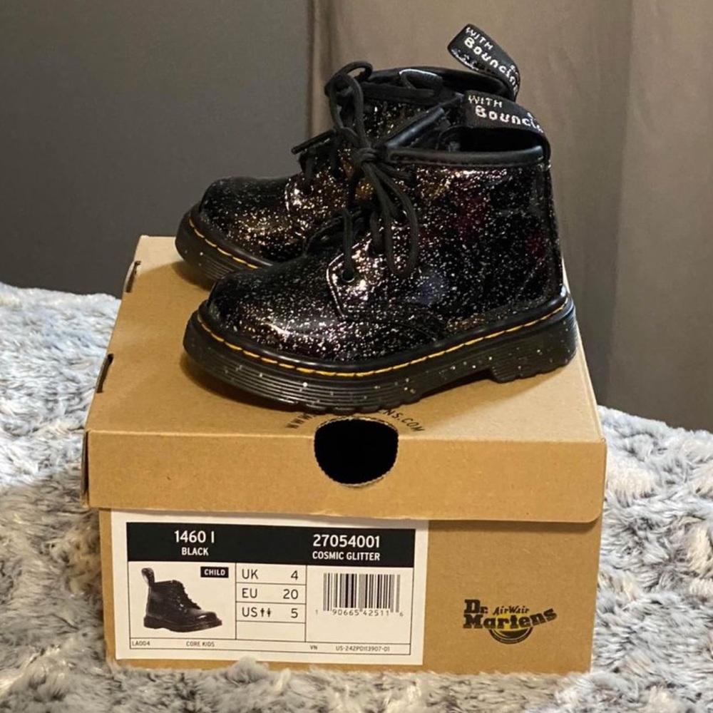Dr Martens Cosmic Glitter Black Boot 1460 Toddler Size 5